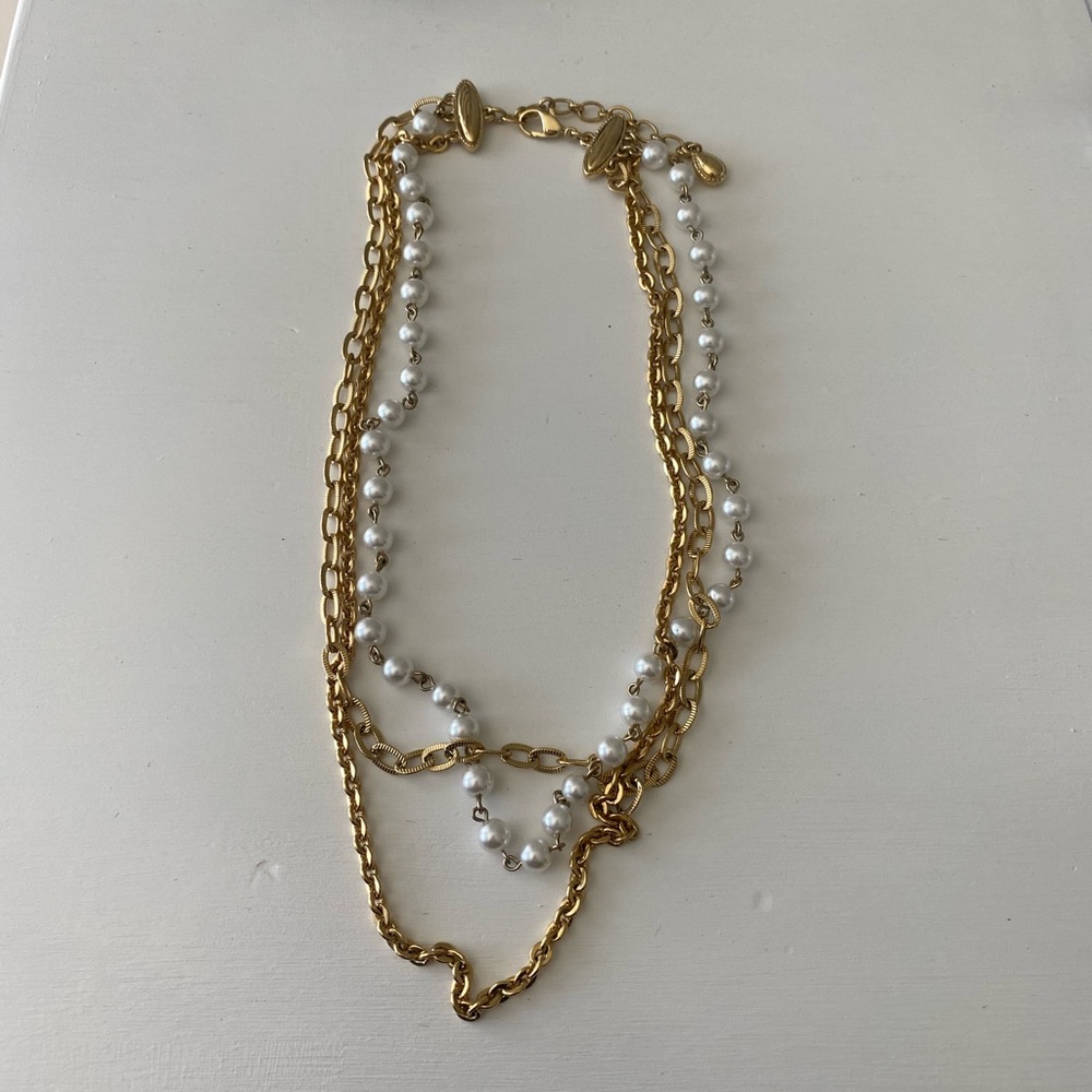 Gold Chain and Pearl Layered Necklace